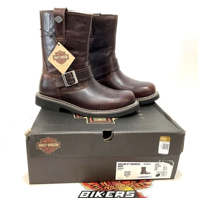 NUEVAS Botas de Motociclista Harley Para Hombres Talla 7.5 Dallam 8.75 Pulgadas Marrón Ingeniero D93850-7.5 Foto 1 de 4