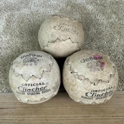 3 cubiertas oficiales vintage de doble cabezal de cerveza nº.º. "Piel de caballo de softbol f12 12""" Foto 1 de 4