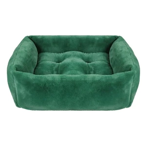 Cama para perros de piel sintética verde palo de rosa - Acogedora cama para mascotas estilo caja festiva 61x46x20 cm - Imagen 1 de 9