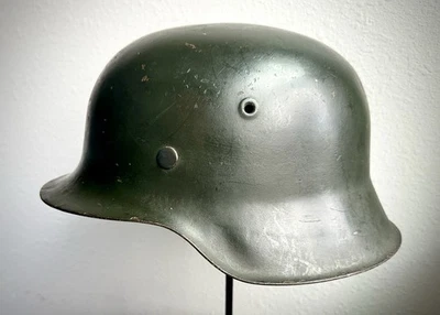 German M42 Size 68 Helmet (ckl68)/1940’s or 50’s Repaint/Repro Liner & Chinstrap - Image 1 of 4