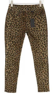R13 Alison Skinny Women Trousers 27 Tan Leopard Ankle High Rise Corduroy Brown - Picture 1 of 11