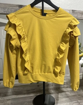 Sudadera Ann Taylor Amarillo Mostaza con Volantes Mujer XXS Prairie Cottage Foto 1 de 4