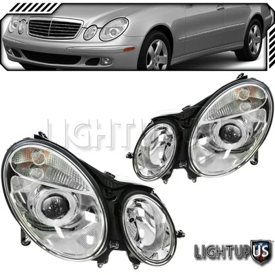 Pair Halogen Headlights for MERCEDES 03-07 E320 06-07 E350 04-06 E500 E55 AMG - Image 1 of 4