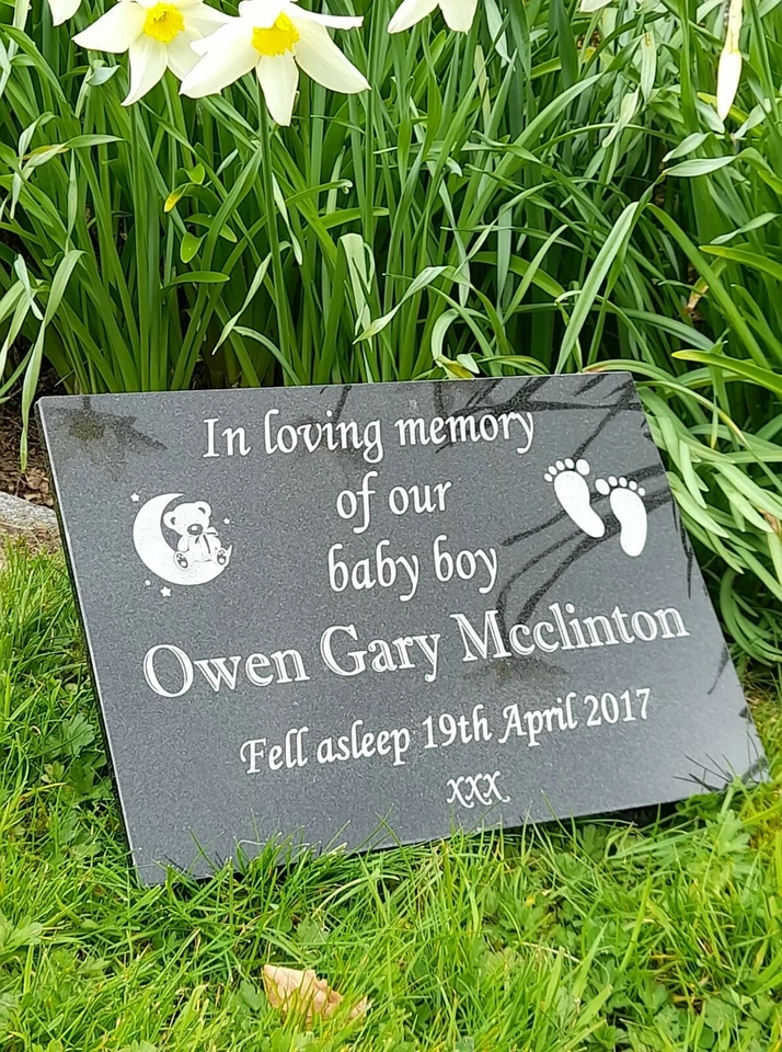Personalised Engraved Black Granite Memorial Grave Plaque Stone Headstone
