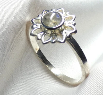 💜 Gr. 54 (17,2) • Ring 925 Silber mit Labradorit • filigrane Blüte 🌸 - Bild 1 von 4