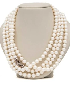 David Yurman 72" Perlenkette mit 925 Sterling Silber Diamantverschluss - Bild 1 von 4