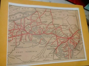 NUEVO 1911 PRR Mapa del Sistema Ferroviario de Pensilvania con Muchas Estaciones de Ciudad Pequeña PA + - Imagen 1 de 1
