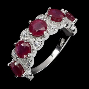 925 Sterling Silver Ring Round Ruby 5mm Natural Gemstone Jewelry - Picture 1 of 9