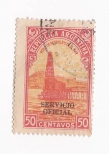 Argentina Republica Vintage Postage Stamp 50c Pozo De Petroleo De El Mar - Picture 1 of 1