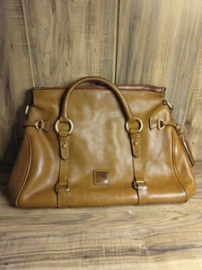 Dooney & Bourke Large Leather Satchel Handbag Natural Golden Tan Ser. J17150224 - Picture 1 of 11