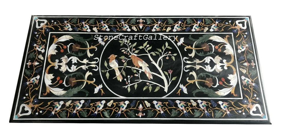 48" x 24" Marble Table Top Pietra Dura Inlay handmade Art - Image 1 of 3