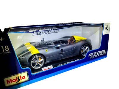 Maisto Ferrari Monza SP1 Edición Especial Diecast Caja 1:18 Modelo Coche Plateado Foto 1 de 3