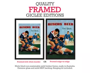 Framed Art Print - Resch's Beer Football Tackle - Pub Art A2 Format two styles - Picture 1 of 7