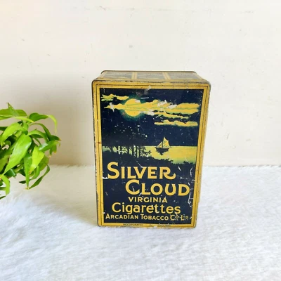 1920s Vintage Arcadian Tobacco Silver Cloud Virginia Cigarette Tin Box CG249 - Image 1 of 4