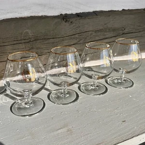 Crystal Luminarc France Napoleon Cognac Glass Set - 4 Glasses with Gold Rim - Picture 1 of 8
