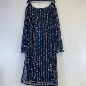 Prelude 3/4 Sleeve Beaded Sheath Long Sleeve Dress Size 16 Color Navy *NWT - Picture 1 of 16