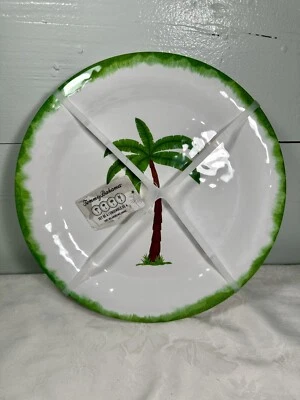 Juego de 4 platos de cena de melamina con palmeras tropicales Tommy Bahama Foto 1 de 4