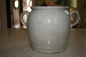 Großer französischer beige grauer Steinzeug Confit Topf Gefäß - Bild 1 von 6