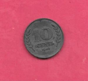 NETHERLANDS DUTCH KM173 1942 XF EXTRA FINE-NICE OLD ANTIQUE ZINC 10 CENTS COIN - Picture 1 of 1