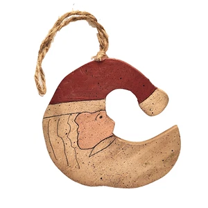 Decorazione natalizia dipinta 2 lati Babbo Natale a forma di mezzaluna a forma di luna decorazione natalizia - Foto 1 di 3