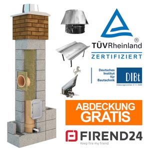 Schornstein Bausatz Keramik isoliert massiv Kamin ZULASSUNG 160 180 Abdeckung