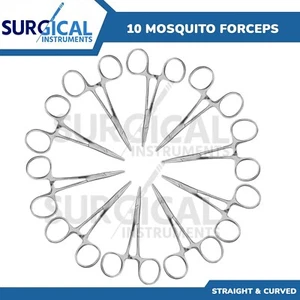 10 Pcs Mosquito Hemostat Locking Forceps 5" Curved & Straight German Grade - Picture 1 of 13