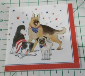 "Dos servilletas decorativas de almuerzo para decoupage ""perros rojos, blancos y azules" - Imagen 1 de 6