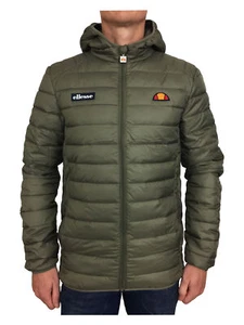 Ellesse Herren Lombardei wattierte durchgehender Reißverschluss Logo Markenjacke in Meerjungfrau Khaki Grün - Bild 1 von 12