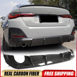 For 2021-23 BMW 4SERIES G26 440i 430i REAL CARBON Fiber Rear Bumper Diffuser Lip - Picture 1 of 15