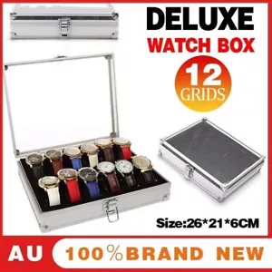 12 Slot Carbon Fiber Aluminum Watch Case Luxury Display Box Storage Organizer AU - Picture 1 of 12