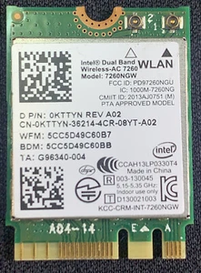 OEM Dell Precision M3800 Dual Band Wifi Wireless Bluetooth Card 7260NGW 0KTTYN - Picture 1 of 2