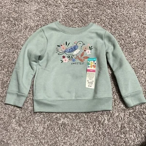 Neu mit Etikett Garanimals Mädchen grün Grafik Fleece Top mit Blumen Gr. 18 Monate - Bild 1 von 1