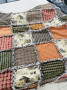 New Throw Size Rag Quilt Handmade You Choose Colors - Picture 1 of 14