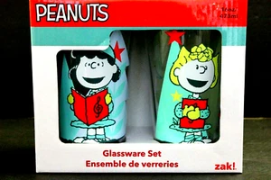 2 pcs Glass Peanuts Glassware Set by Zak 2 x 16oz 473ml Christmas Glass Holidays - Picture 1 of 10