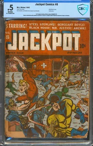 Jackpot Comics #8 CBCS 0.5 | MLJ 1942 | Black Hood + Mr. Justice | Cubierta de la Segunda Guerra Mundial | - Imagen 1 de 2