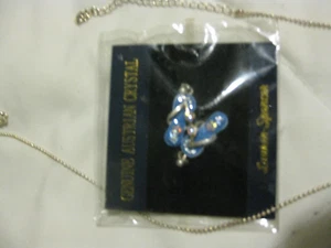 Genuine Austrian Crystal Lauren Spencer Earrings Sandal and Necklace Blue - Picture 1 of 3
