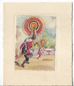 Vtg Christmas Card approx 4 x 4.75" Unique Christmas Card - Celebration - Picture 1 of 3