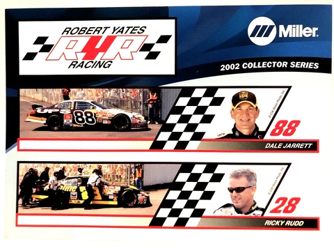 2002 MILLER ELECTRIC RYR DALE JARRET/RICKY RUDD FORD NASCAR CUP SERIES POSTCARD Cover