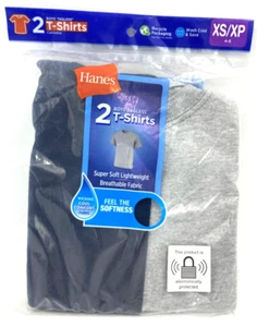 NEW~ 2 Pack -Boys Hanes Comfort Soft Tagless T-shirt Navy Blue/Gray -XS/XP (4-5) - Picture 1 of 1