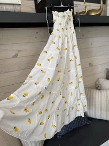 Luisa Positano White One Size Maxi Sleeveless Dress Linen Made In Italy Lemons - Picture 1 of 11