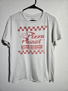 Toy Story Pizza Planet T-Shirt Mens Size Large White Classic Logo Fun Tee Shirt - Picture 1 of 11