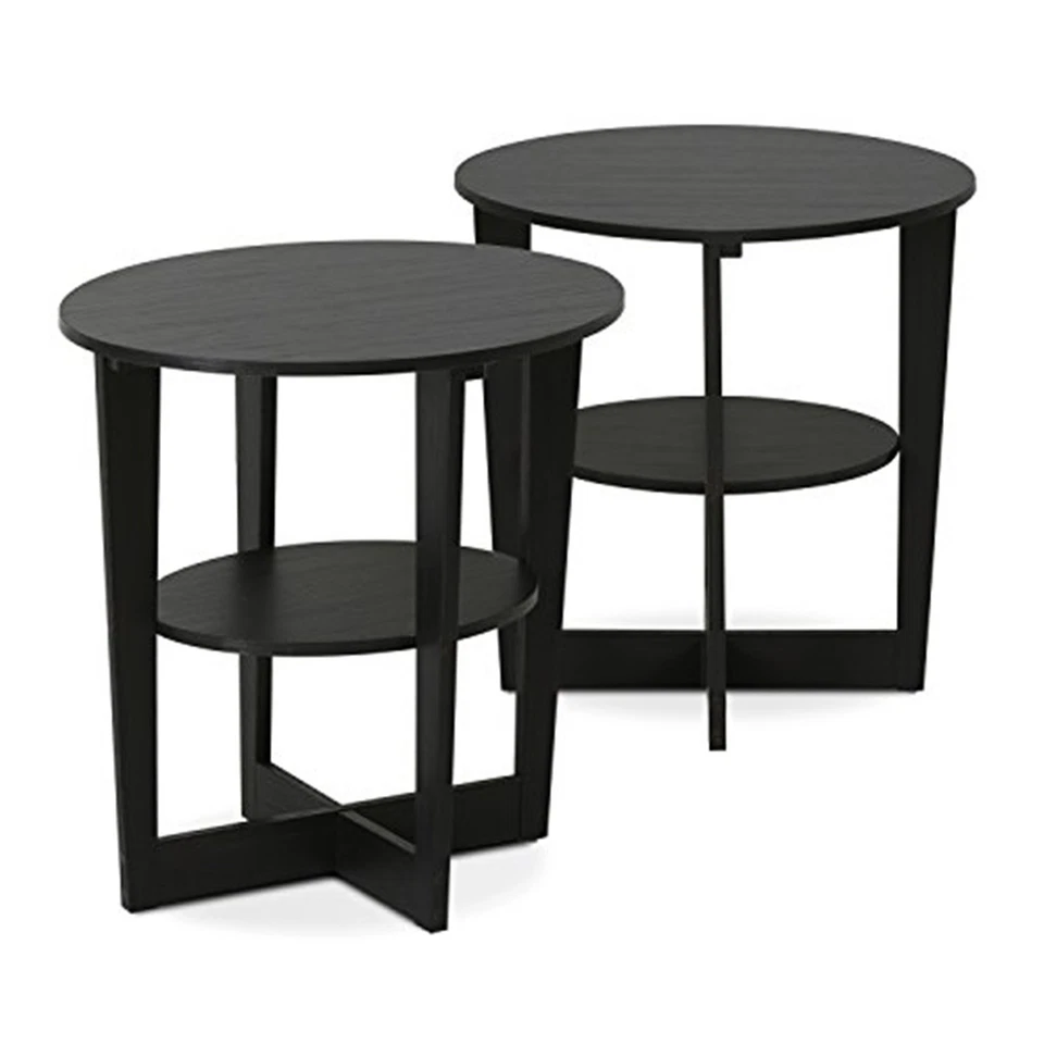 Furinno JAYA Oval End Table Set of 2 Dark walnut - Image 1 of 1