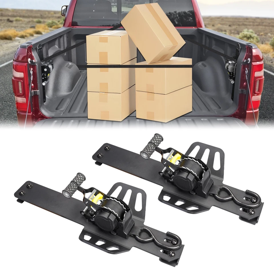 for 2009-2018 Dodge Ram 1500 Retractable Tie Down Straps Ratchet Securing Strap - Image 1 of 4