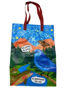 Trader Joes State Bag Tote Reusable Idaho Potatoes Mushroom Salmon 16x11.5” - Picture 1 of 3