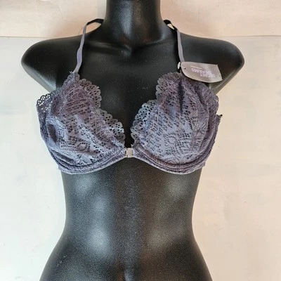 Secret Treasures Intimates 蕾丝前扣文胸 34C 蓝色钢圈带标签 — 第 1/4 张图片