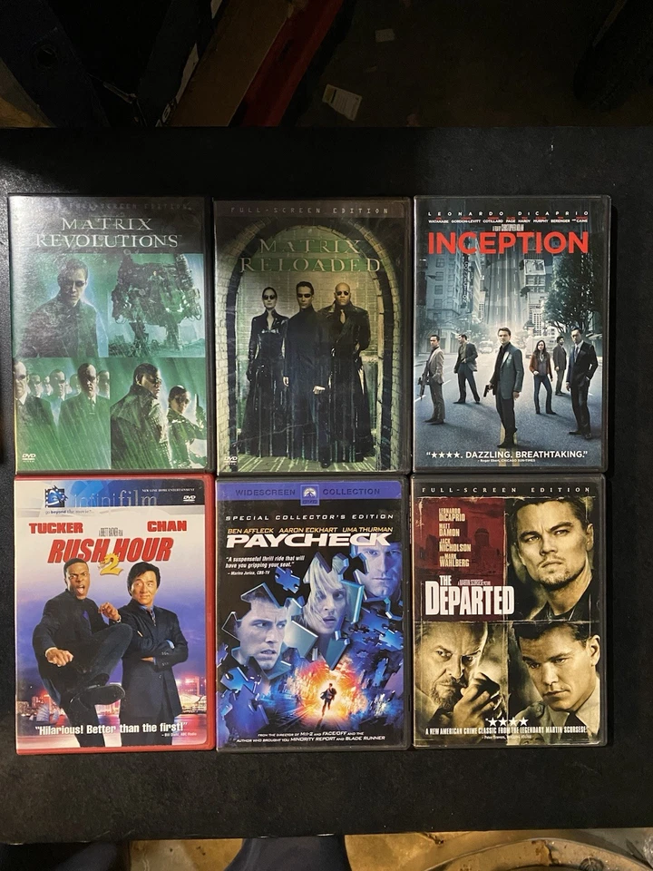 Action DVD Movie Lot Matrix Inception Departed Paycheck Rush Hour - Image 1 of 1