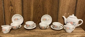 Vintage Miniature Porcelain Tea Set 13 pc Floral Design Dollhouse or Display - Picture 1 of 5