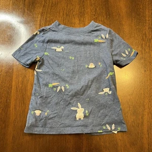 Old Navy Toddler 3T Bunny & Carrot Graphic T-Shirt, Blue Short Sleeve - Picture 1 of 5