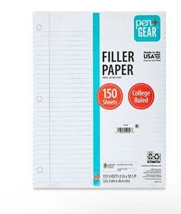 Pen+Gear College Ruled Filler Paper, 10.5" x 8", 150 Sheets (59156) (pack of 4) - Picture 1 of 1