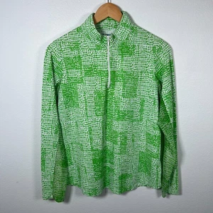 IBKUL Womens 1/4 Zip Pullover Top Sz M Green Mesh Sun UPF Resort Golf Casual - Picture 1 of 11